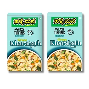 hallimane khara bath mix 200g - ready to eat food products - made with pure ghee - no preservatives - 100 vegan  5 minute instant mix amp easy cook breakfast mix  pack of 2