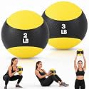 Halloscume 2 Set Weighted Medicine Ball, 2 lb&3 lb, Rubber Dual Texture