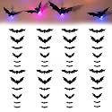 Halloween 3D Lighted Bats LED Glowing Purple Wall Decorations, 48Pcs Black