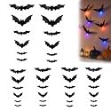 Halloween 3D Lighted Bats LED Glowing Purple Wall Decorations, 36Pcs Black