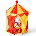 Halloween Animatronic Clown Circus Tent Decoration Creepy Peek-a-Boo Clown with Red Light-Up Eyes Scary Voice & Moving Head Haunted Carnival Horror Prop for Graveyard Porch Garden Party Decor