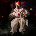 Halloween Animatronic Sitting Clown, Halloween Animated Decorations with Sound Activated, Creepy Sound, Light Up Eyes, Scary Move, Haunted House Holiday Spooky Decor Horror Prop, for Indoor Outdoor