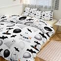 Halloween Balloon Ghost Skull Duvet Cover for Girls Boys Twin Queen Cute Spooky Bedding Set Super Soft Witch Hat Spider Webs Pumpkin Bat Duvet Cover Set Trick Or Treat Comforter Cover Set 3 Pieces