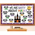 Halloween Bat Themed Bulletin Board Set Shapes Learning Classroom Decorations We are Batty About Math Bats Paper Cutouts for Halloween Fall School Home Library Chalkboard Wall Door Supplies
