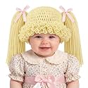 Halloween Cabbage Costume Yarn Wig, Beige 3, Straight Pigtails