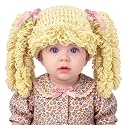 Halloween Cabbage Costume Yarn Wig, Beige 5, Curly Spiral Pigtails