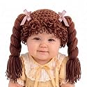Halloween Cabbage Costume Yarn Wig, Brown 4, Long Braided Pigtails