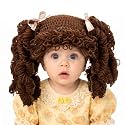 Halloween Cabbage Costume Yarn Wig, Brown 5, Curly Spiral Pigtails