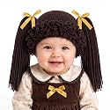 Halloween Cabbage Costume Yarn Wig, Dark Brown 3, Straight Pigtails