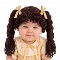 Halloween Cabbage Costume Yarn Wig, Dark Brown 4, Long Braided Pigtails