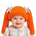 Halloween Cabbage Costume Yarn Wig, Orange 4, Straight Pigtails