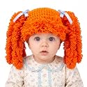 Halloween Cabbage Costume Yarn Wig, Orange 5, Curly Spiral Pigtails