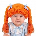 Halloween Cabbage Costume Yarn Wig, Orange 4, Long Braided Pigtails