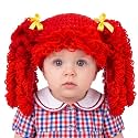 Halloween Cabbage Costume Yarn Wig, Red 5, Curly Spiral Pigtails