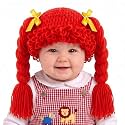 Halloween Cabbage Costume Yarn Wig, Red 4, Long Braided Pigtails