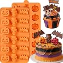 Halloween Chocolate Molds, 2 Pack Halloween Theme Molds Pumpkin Skull Bat