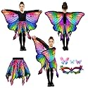 Halloween Costumes for Girls, Double-Sided Butterfly Wings, Butterfly Costume for Kids, Fairy Wings Set.