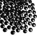 Halloween Decor Opaque Black Flat Marbles 1Lb, Glass Gems for Vase Fillers