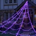 Halloween Decorations Outdoor - 455 LED Halloween Spider Web Lights