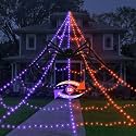 Halloween Decorations Outdoor 455 LED Spider Web Decoration + 59" Spider