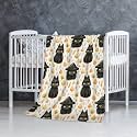 Halloween Fall Leaves Black Cat Baby Blanket Gifts Super Soft Swaddle Newborn Cozy Baby Receiving Blanket Stroller Throw Blanket for Crib 40x30 in for Puppy