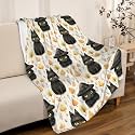 Halloween Fall Leaves Black Cat Blanket Gifts Super Soft Fleece Throw Blankets Cozy Flannel Air Conditioning Blanket Blanket for Couch Bed 50x40 in for Kid