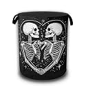 Halloween Funny Skeleton Laundry Basket,Waterproof Foldable Cute Skull Heart Laundry Hamper,Dirty Clothes Basket, Linen Bin Storage Organizer Collection 16" x 20.8"