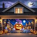 Halloween Garage Door Cover 7×16 FT, Giant Pumpkin Banner