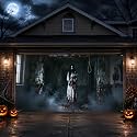 Halloween Garage Door Cover 7 x 16 FT, Scary Halloween Decorations