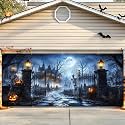 Halloween Garage Door Decorations 7 x 16 ft, Skeleton Gate Banner