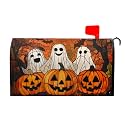Halloween Ghost Mailbox Cover Magnetic Large Size 25.5 x 21 Inch Halloween Pumpkin Mail Box Covers Fall Scary Night Mailbox Wraps Post Letter Box Cover for Holiday Garden Yard Outdoor Outside Decor