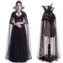 Halloween Gothic Black Vampire Cape Stand-up Lace Collar Long Tulle Cloak