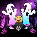 Halloween Inflatable, SHDEJTG 7Ft Pumpkin Ghost Spider Inflatable Decoration, Blow Up Yard Decoration Clearance with LED Lights Built-in for Outdoor, Holiday, Party, Yard, Garden