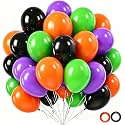 Halloween Party Balloons, 50Pcs 12inch Green Purple Orange Black Balloons