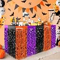 Halloween Party Decorations, 2Pack Metallic Tinsel Foil Fringe Table Skirts