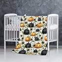 Halloween Pumkins Baby Blanket Gifts Super Soft Swaddle Newborn Cozy Baby Receiving Blanket Stroller Throw Blanket for Crib 40x30 in for Puppy