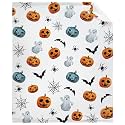 Halloween Pumpkin Bat Blanket - Soft Fleece Throw for Couch, Bed - Cozy Air Conditioning Blanket - Large 80x60