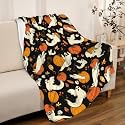 Halloween Pumpkin Blanket Super Soft Fleece Throw Blanket Cozy Flannel Air Conditioning Blanket 80x60 in for Adult