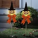 Halloween Pumpkin Outdoor Decor,2 Pack Jack'O Solar Lights Garden Stakes