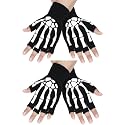Halloween Skeleton Fingerless Glove for Men Women Halloween Costume Glove