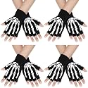 Halloween Skeleton Fingerless Glove for Men Women Halloween Costume Glove