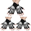Halloween Skeleton Fingerless Glove for Men Women Halloween Costume Glove