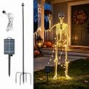Halloween Skeleton Stand Kit & Solar String Lights,【Skeleton Not Included】