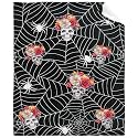 Halloween Spiderweb Rose Skeleton Baby Blanket Gifts Super Soft Swaddle Newborn Cozy Baby Receiving Blanket Stroller Throw Blanket for Crib 40x30 XSmall for Puppy