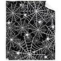 Halloween Spiderweb with Spiders Blanket - Super Soft Fleece Throw Blanket for Couch, Bed - 120x90 Extra Large for Family