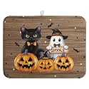Halloween Spooky Pumpkin Dish Drying Mats Ghost Dish Mat Kitchen Cat Large Drying Matt Dishes Dryer Pad for Kitchen Counter Absorbent Microfiber Washable Foldable Reusable 18x24 in