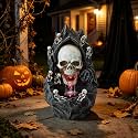 Halloween Water Fountain, 11.8-Inch LED Skull Patio Fountain
