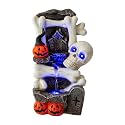 Halloween Water Fountain, 18.3-Inch LED Skull &amp; Pumpkin Head Patio Fountain