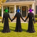 Halloween Witch Decorations Outdoor 3 Pack, 62 Inch Multicolored Light Up Scary Witch Decor with Sound Activation, for Halloween Graveyard Lawn Yard Party Haunted House Props Decor