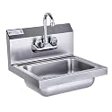 HALLY Stainless Steel Sink with Faucet 17"x15" NSF Wall Mount Hand Basin